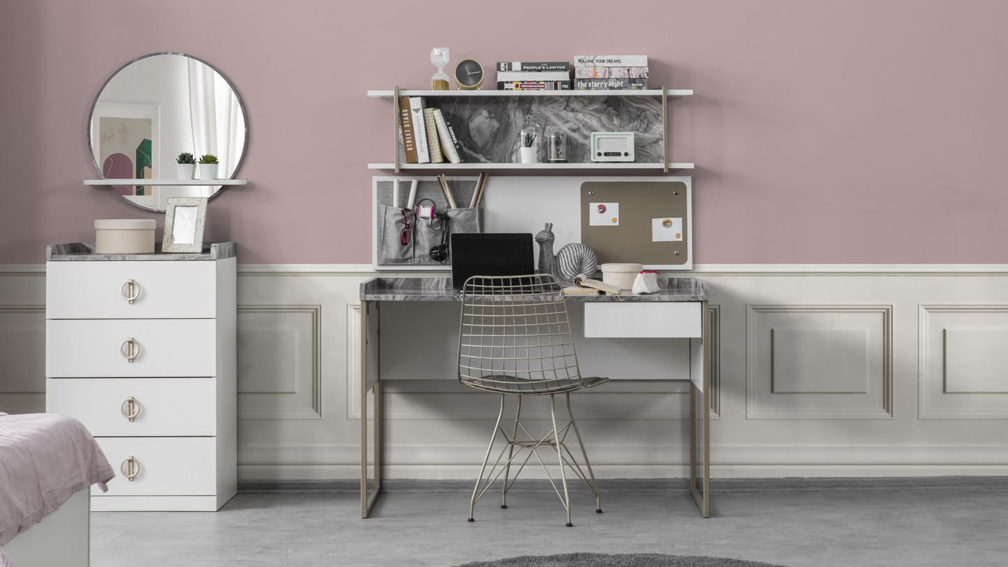 Studio Gold Office Desk & Shelving Unit