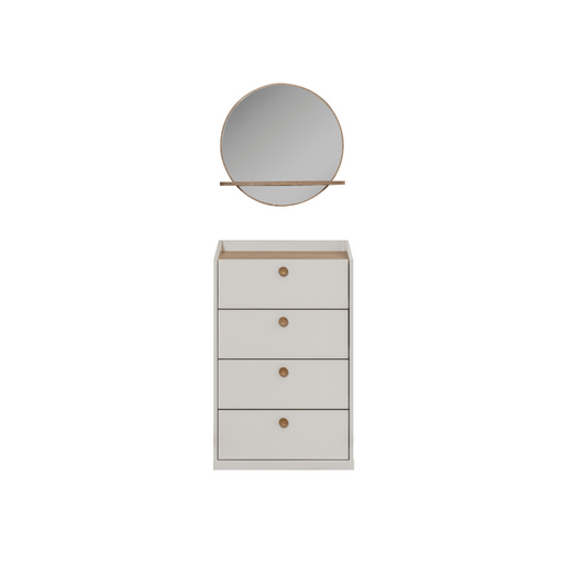 Kids white dresser in bohemian style with mirror